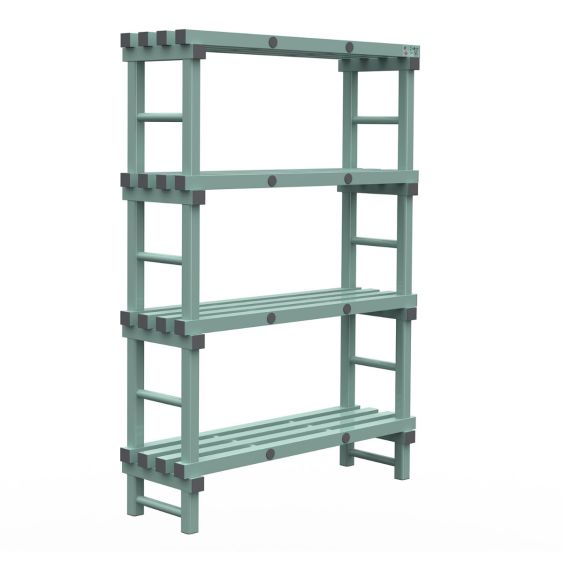 Kunststof Magazijnstelling 1750x400x1200 mm 4 niveau's groen met grijze doppen