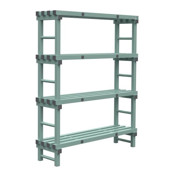 Kunststof Magazijnstelling 1750x400x1400 mm 4 niveau's groen met grijze doppen