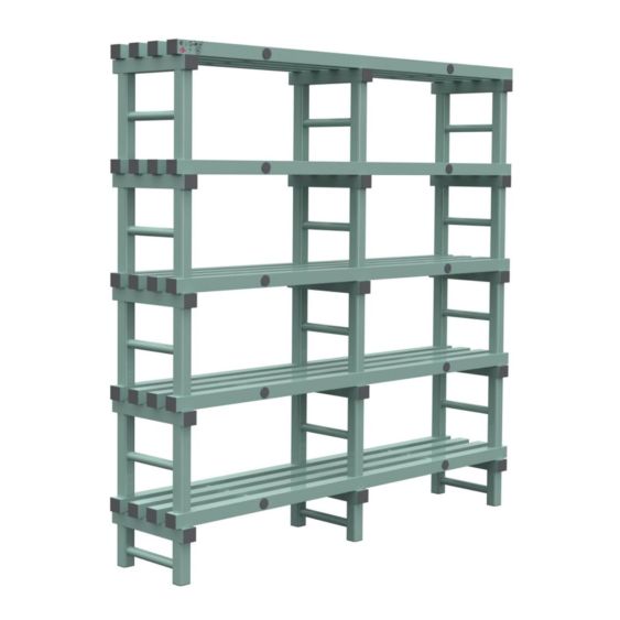 Kunststof Magazijnstelling 1450x300x1500 mm 5 niveau's groen met grijze doppen