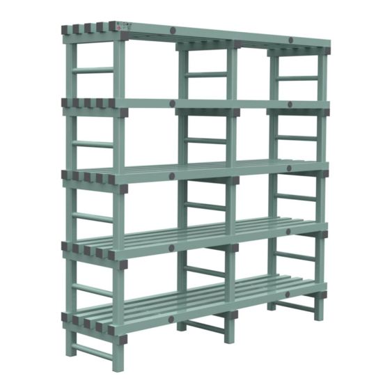 Kunststof Magazijnstelling 2250x600x1500 mm 5 niveau's groen met grijze doppen
