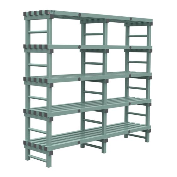 Kunststof Magazijnstelling 1850x500x2000 mm 5 niveau's Grijs