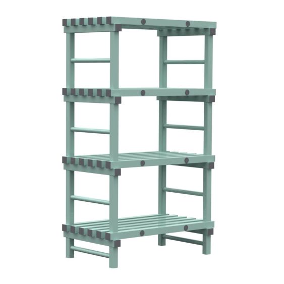 Kunststof Magazijnstelling 1900x600x1000 mm 4 niveau's groen met grijze doppen