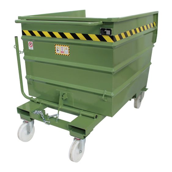 Kantelbak Koolstofstaal Sall 1070 Liter Groen met Wielen