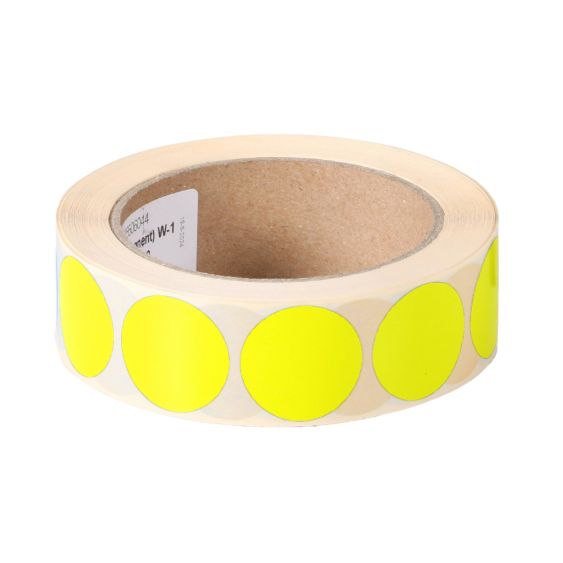Etiketten Ø25 mm Fluor Geel Permanent - 500 etiketten
