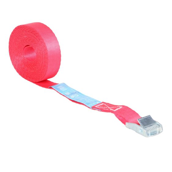 Spanband met Gesp 25 mm 1,5M Rood - Verzinkte Klemgesp