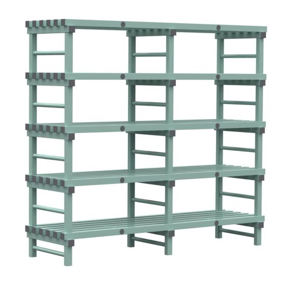 Kunststof Magazijnstelling 1450x600x1800 mm 5 niveau's groen met grijze doppen