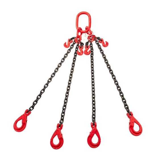Hijsketting 4-sprong 10 mm met Veiligheidshaak en Inkorthaak 5 meter